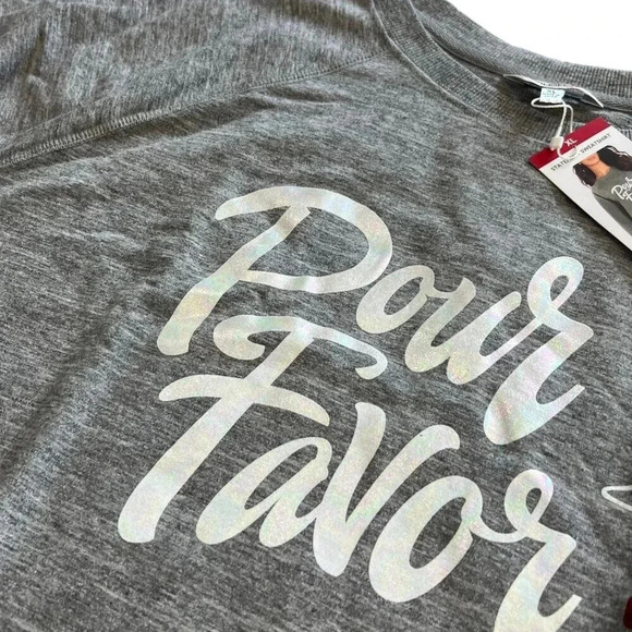 Wildfox Gray Pour Favor Statement Sweatshirt XL - Picture 2 of 4